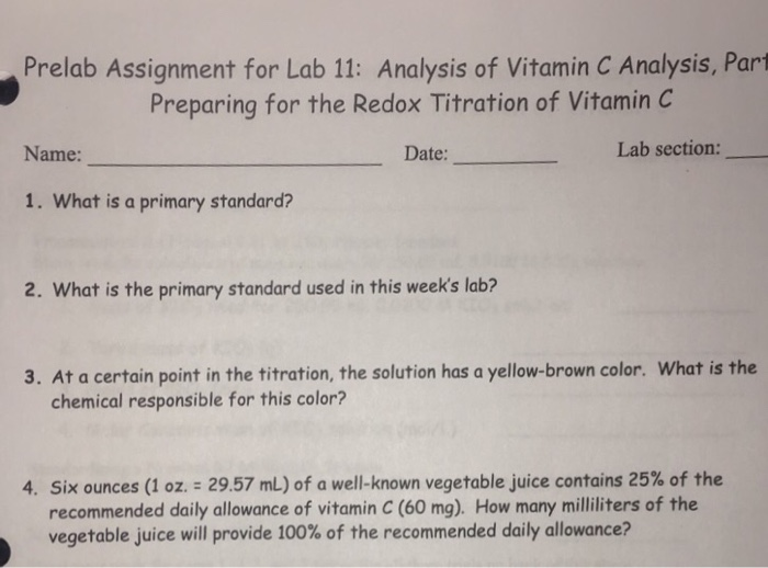 assignment about vitamin c