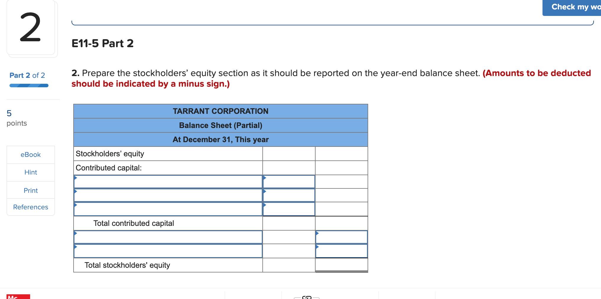 Solved Check My Work 2 Required Information Part 2 Of 2 Chegg Com