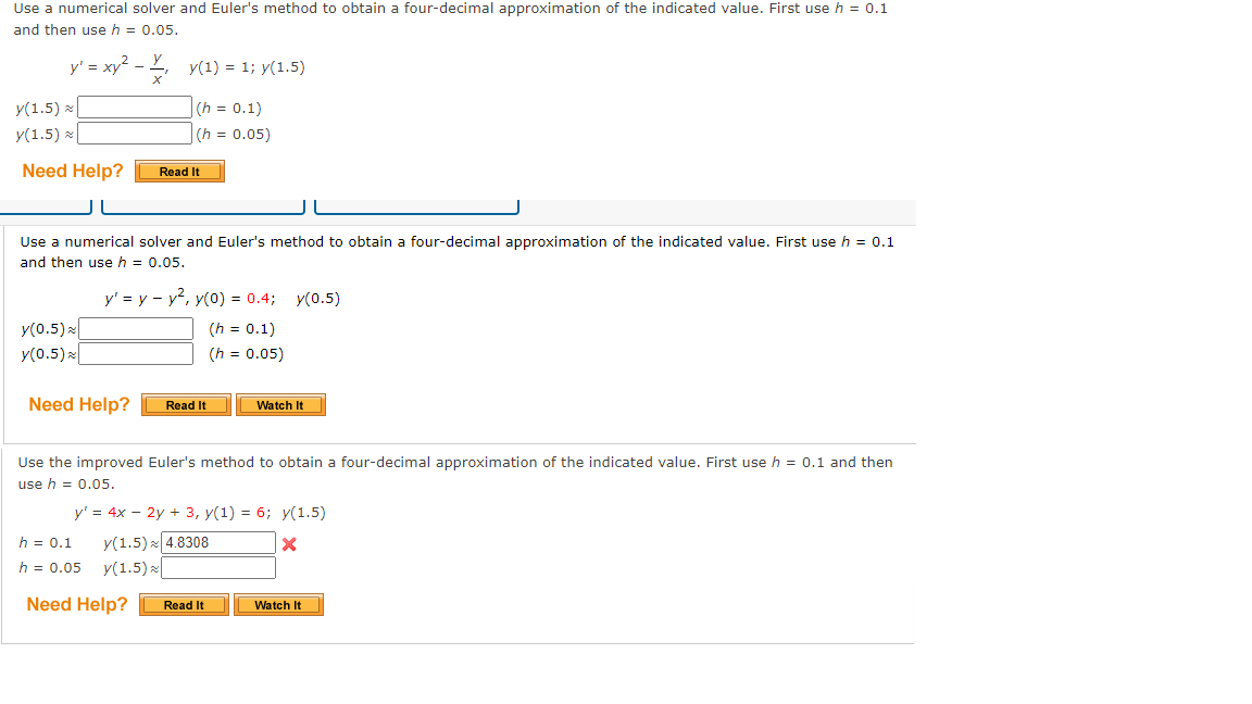 Solved Use A Numerical Solver And Euler's Method To Obtain A | Chegg.com