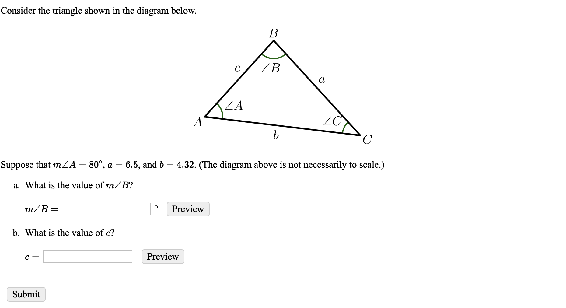 Solved Consider the triangle shown in the diagram below. | Chegg.com