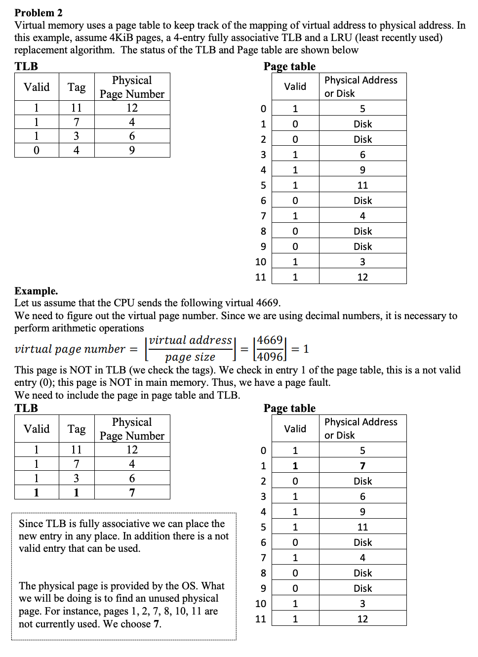 Solved Problem 2 Virtual memory uses a page table to keep | Chegg.com
