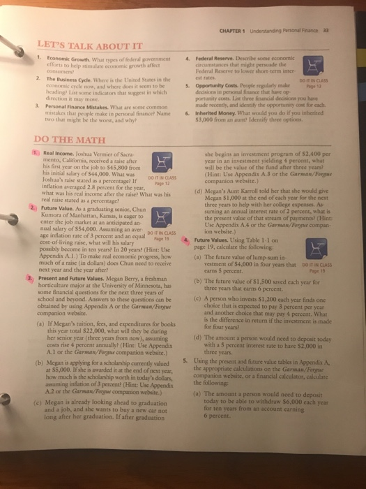 Solved CHAPTER 1 Understanding Personal Finance 33 LET S Chegg