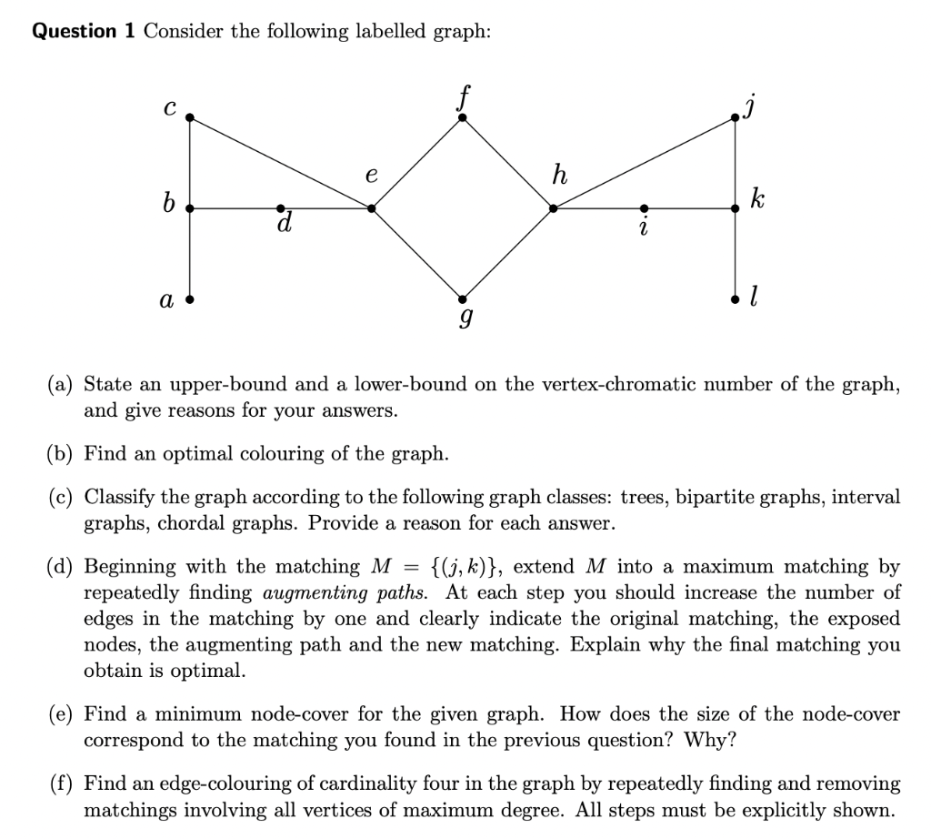 Solved Question 1 Consider The Following Labelled Graph I