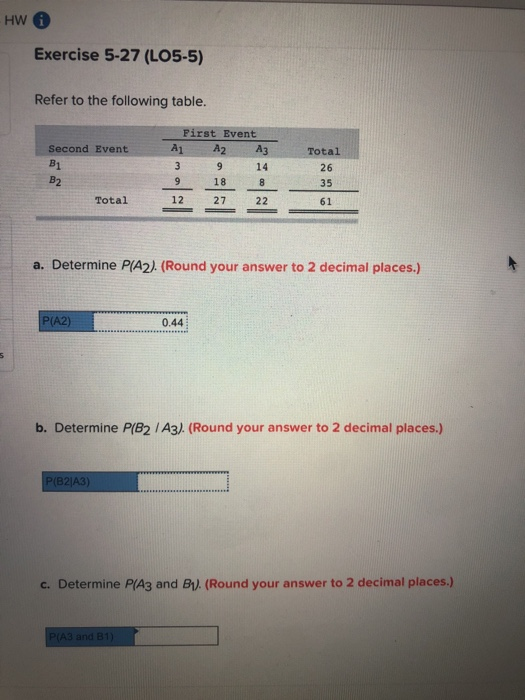 Solved Exercise 5-27 (LO5-5) Refer to the following table. | Chegg.com