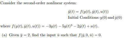 Solved Consider The Second Order Nonlinear System F Y T Chegg Com