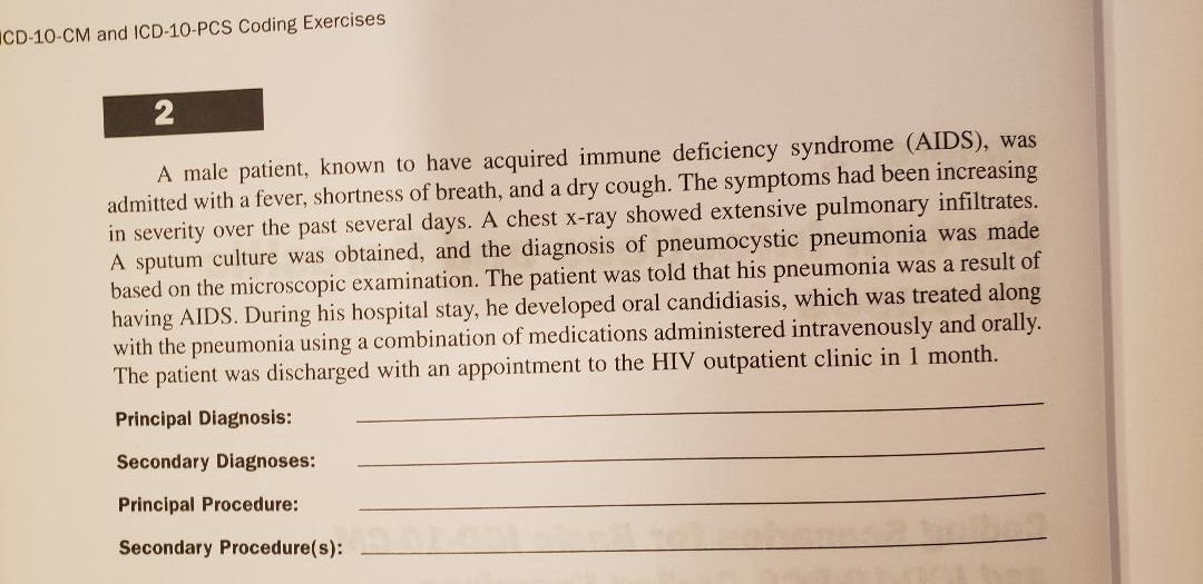 Solved ICD-10-CM and ICD-10-PCS Coding Exercises A male | Chegg.com