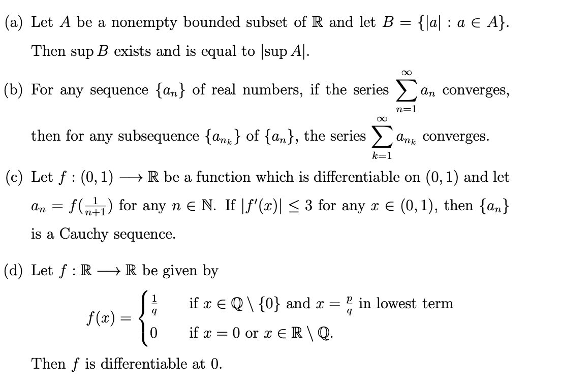 Solved (a) Let A Be A Nonempty Bounded Subset Of R And Let B | Chegg.com