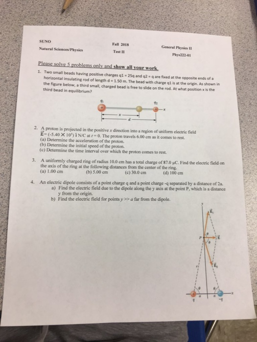 Solved 5. A rod of length, has a uniform positive charge per | Chegg.com