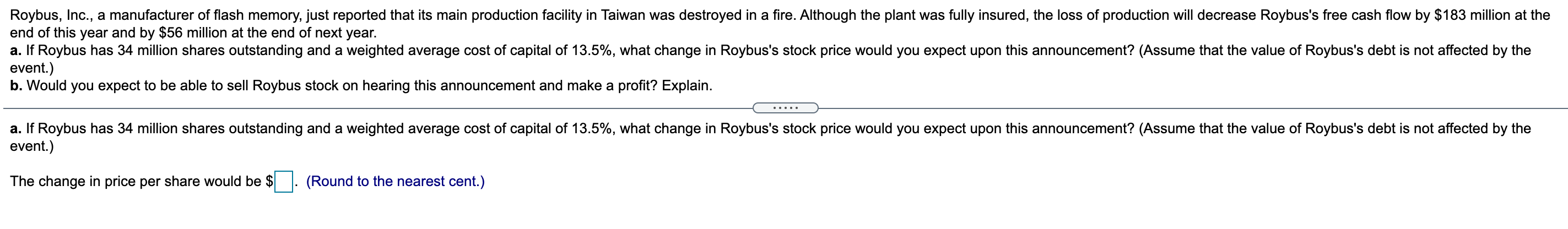 Solved Roybus, Inc., a manufacturer of flash memory, just | Chegg.com