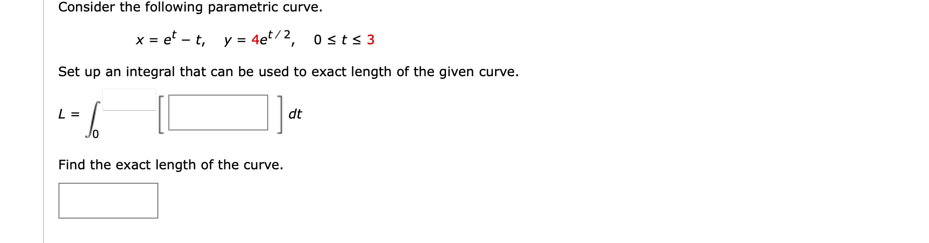 Solved Consider the parametric equations below. x = t | Chegg.com