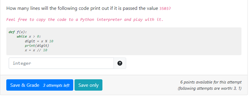 Solved How many lines will the following code print out if | Chegg.com