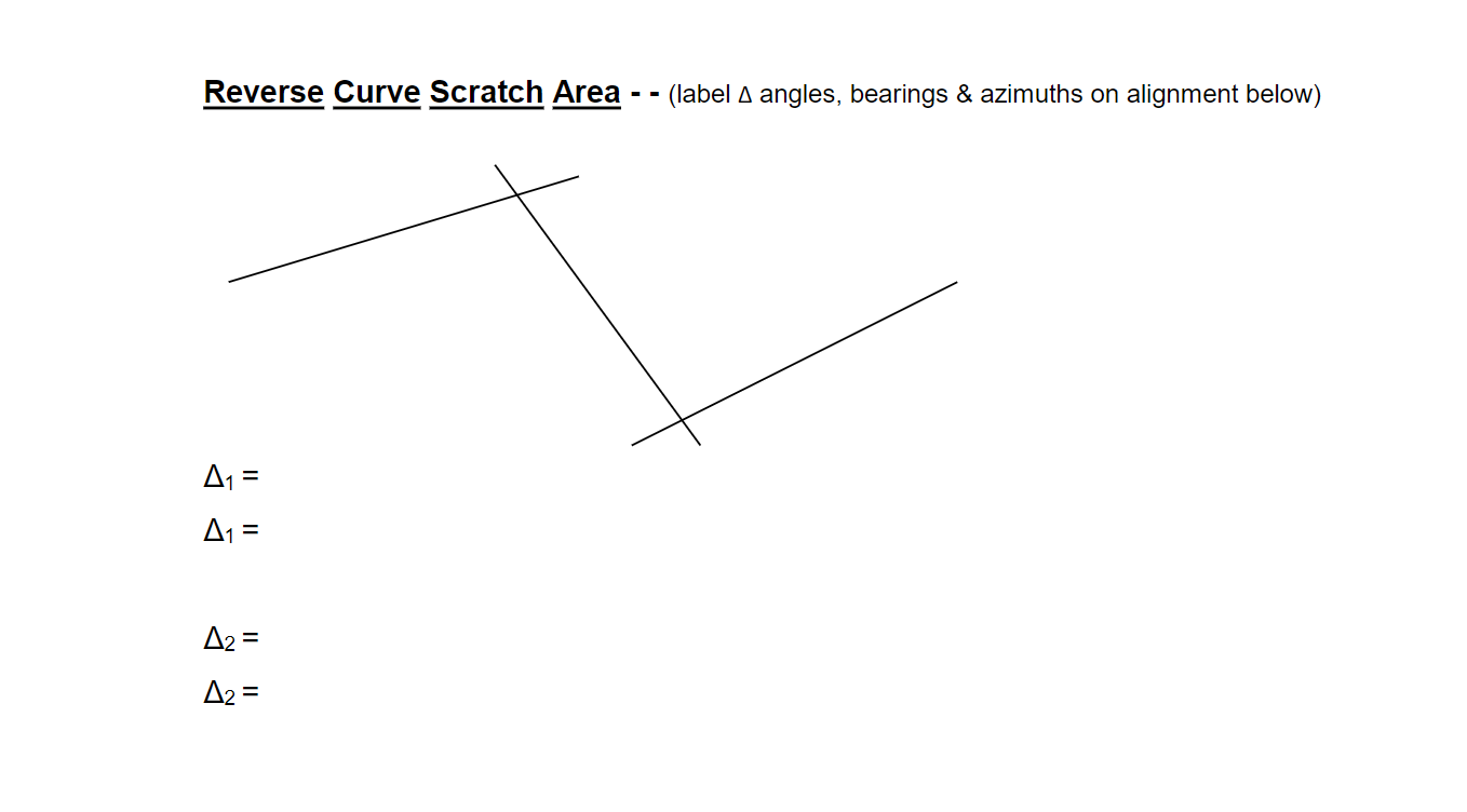 Solved REVERSE CURVE PROBLEM Given: R1=400′R2=520′ Fwd | Chegg.com