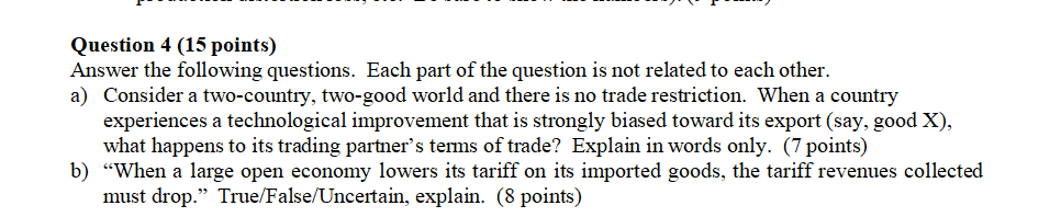 Solved Question 4 (15 points) Answer the following | Chegg.com