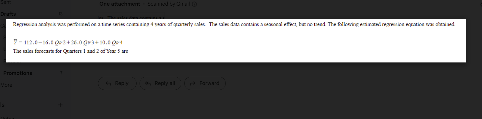 Solved Regression analysis was performed on a time series | Chegg.com