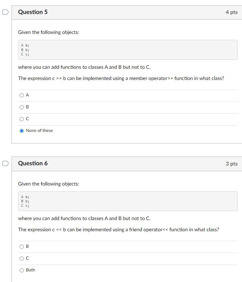 Solved Given The Following Objects: A A; B B; C C; Where You | Chegg.com