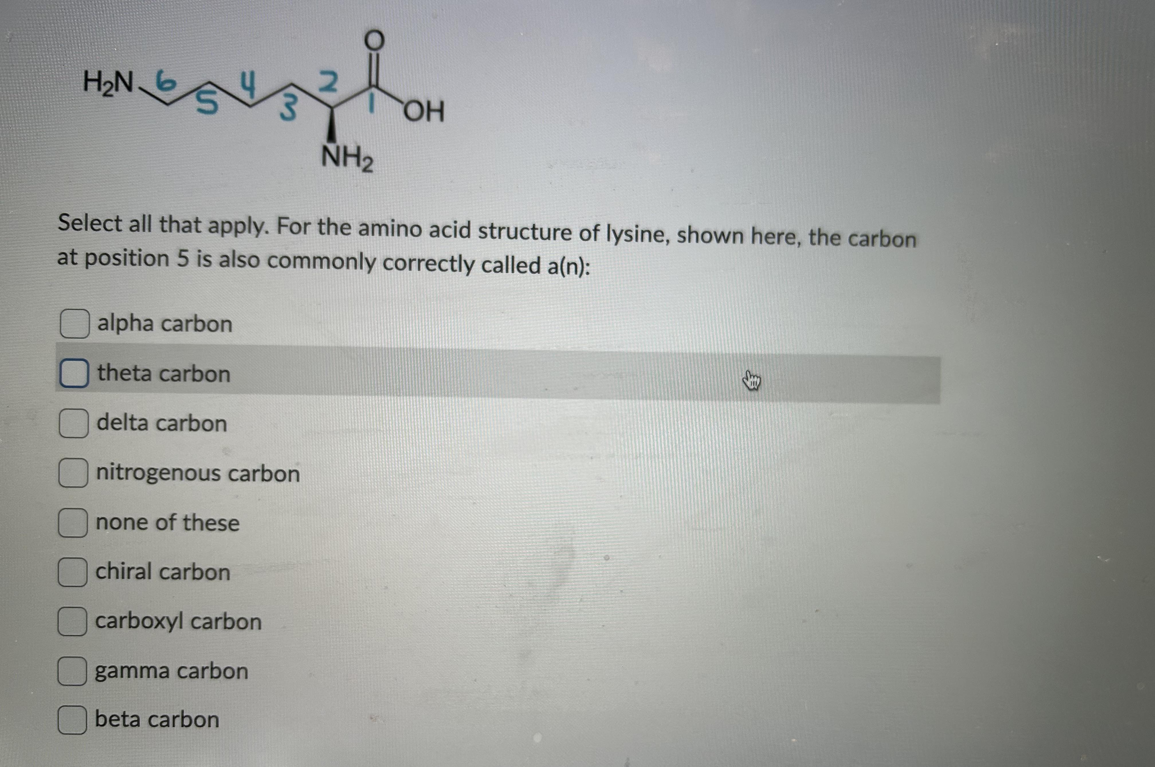 Solved Select all that apply. For the amino acid structure | Chegg.com