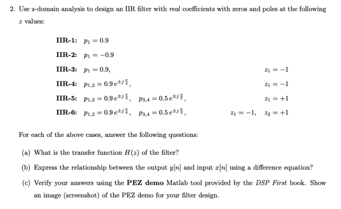 2 Use Z Domain Analysis To Design An Tir Filter W Chegg Com
