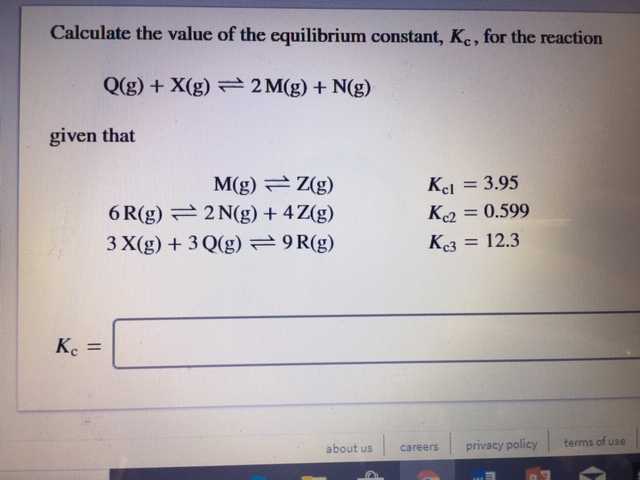 Solved Calculate The Value Of The Equilibrium Constant K Chegg Com