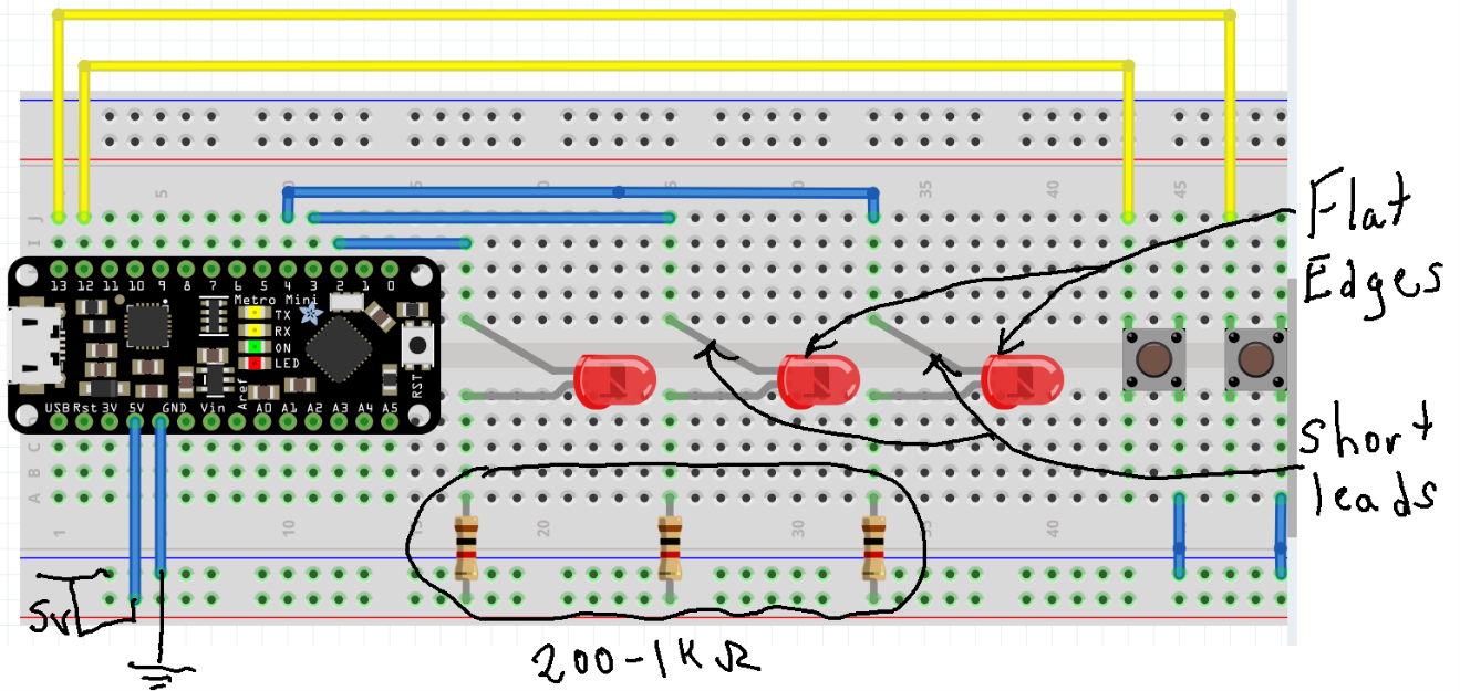 Solved •Write code in Arduino that will count UP on the LEDs | Chegg.com