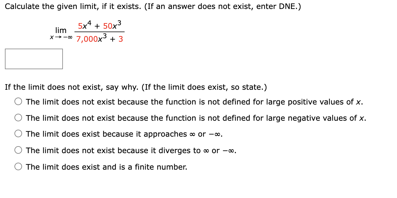 Solved Calculate the given limit, if it exists. (If an | Chegg.com