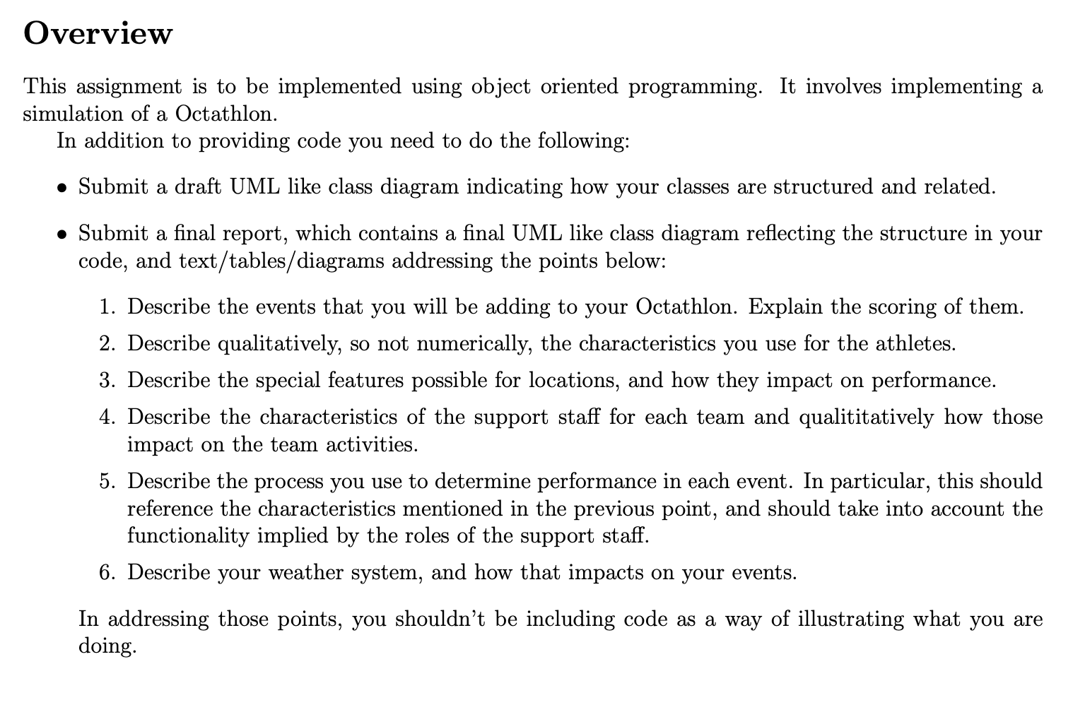 Overview This assignment is to be implemented using | Chegg.com