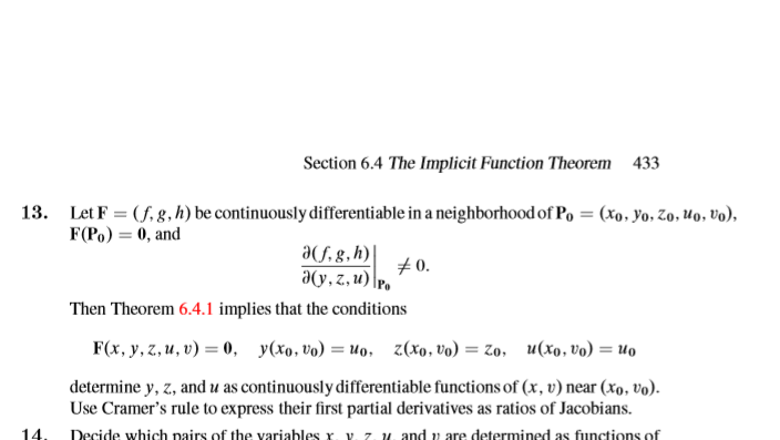 Section 6.4 The Implicit Function Theorem 433 13. (f, | Chegg.com
