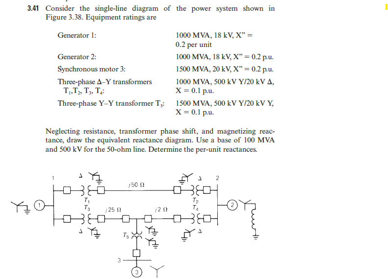 Solved .41 Consider the single-line diagram of the power | Chegg.com