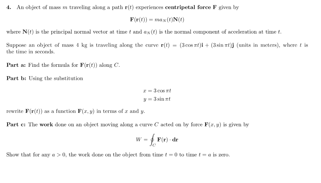 Solved An Object Of Mass M Traveling Along A Path R T Ex Chegg Com