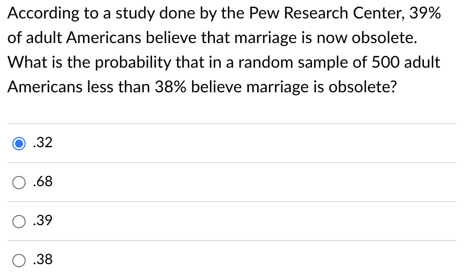 Solved According To A Study Done By The Pew Research Center, | Chegg.com