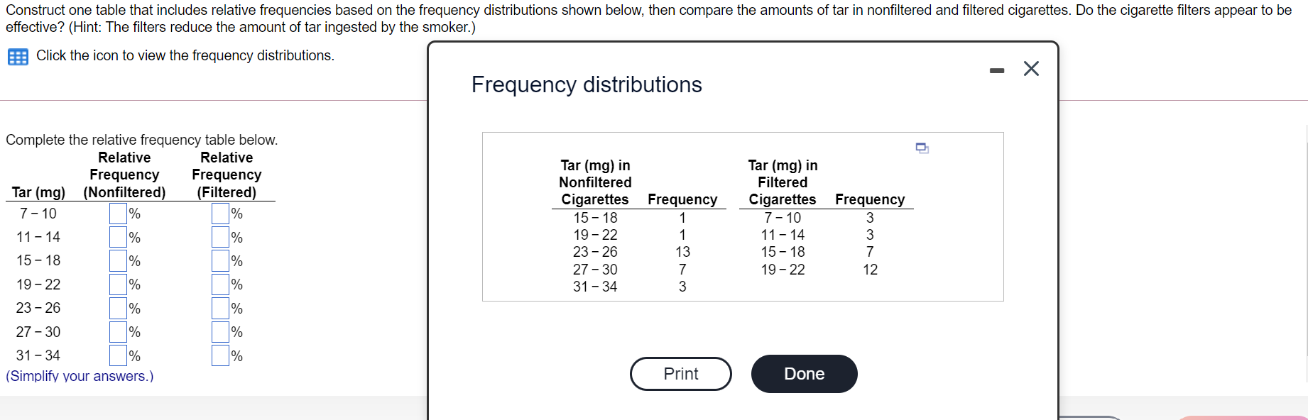 Solved Do cigarette filters appear to be effective?