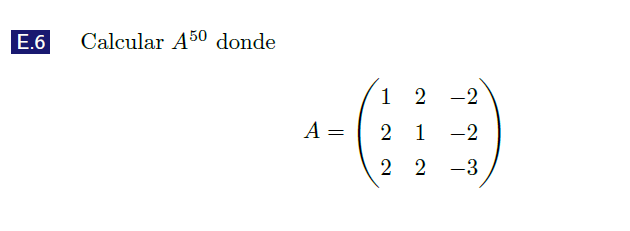 Calcular \( A^{50} \) donde \[ A=\left(\begin{array}{ccc} 1 & 2 & -2 \\ 2 & 1 & -2 \\ 2 & 2 & -3 \end{array}\right) \]