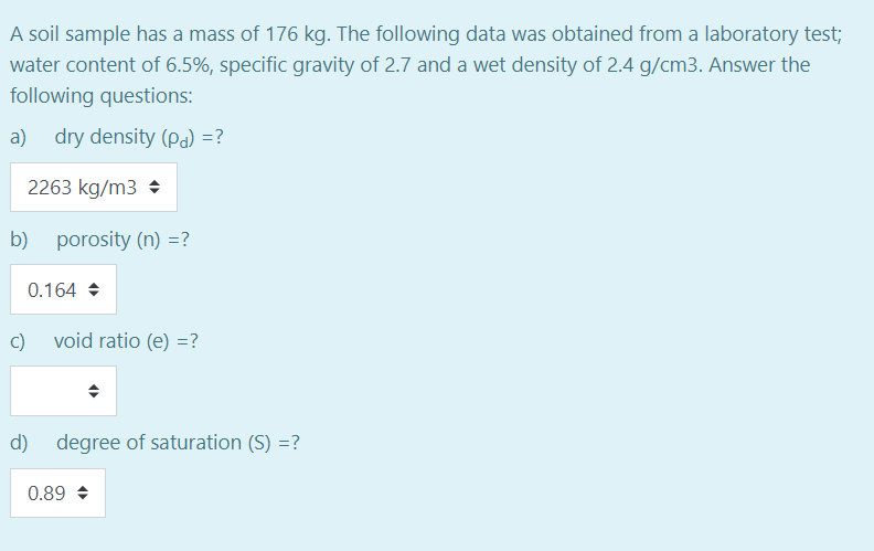 Solved A soil sample has a mass of 176 kg. The following | Chegg.com