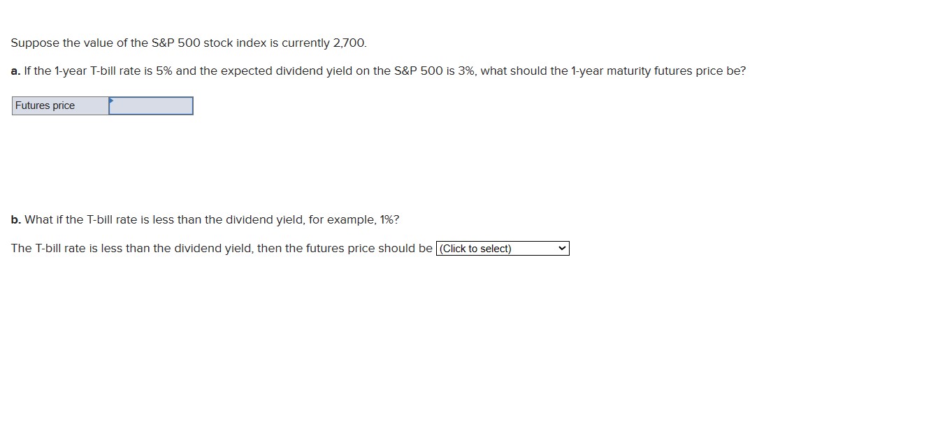 Solved Suppose the value of the S&P 500 ﻿stock index is | Chegg.com