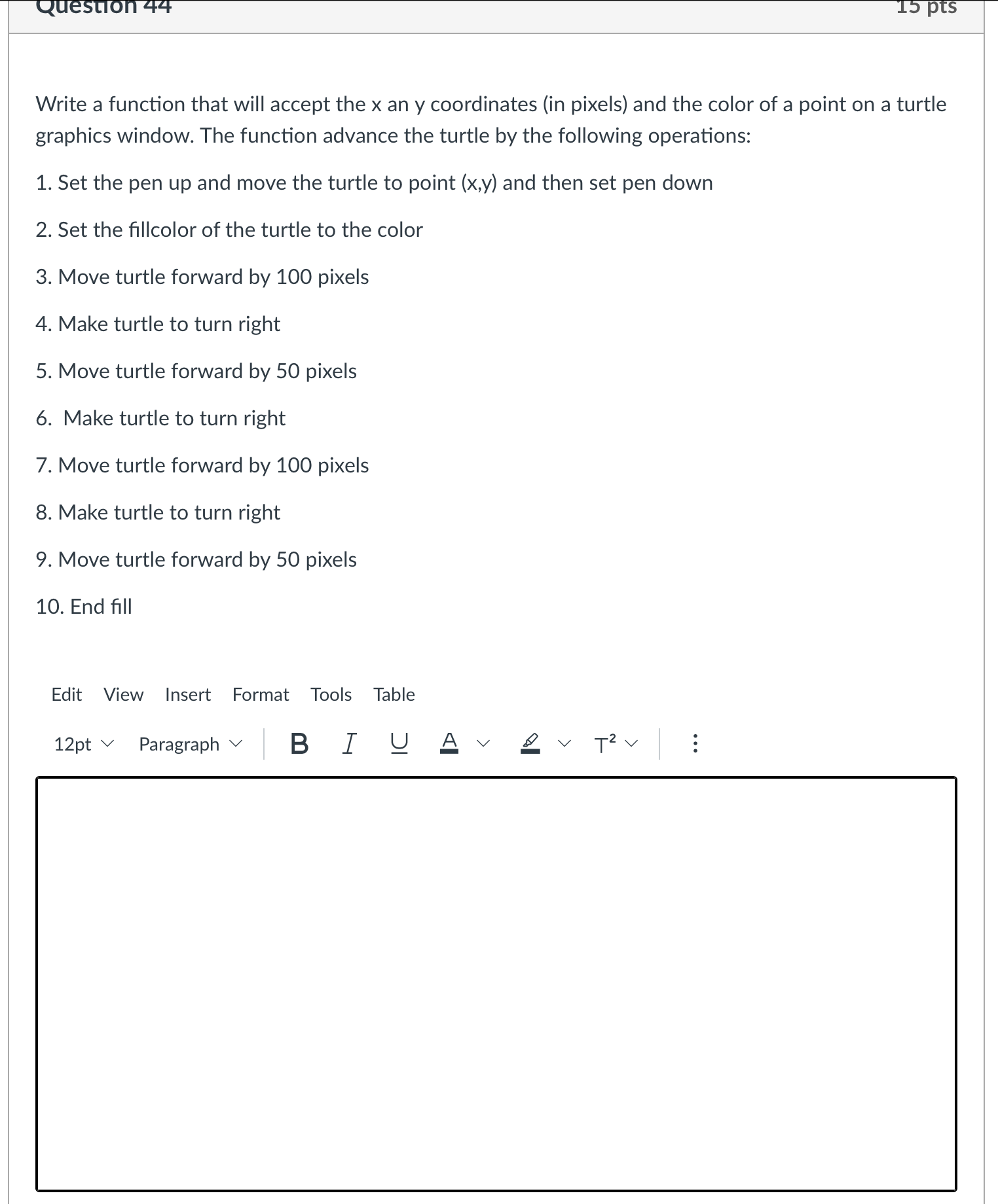 Solved Write a function that will accept the x an y | Chegg.com