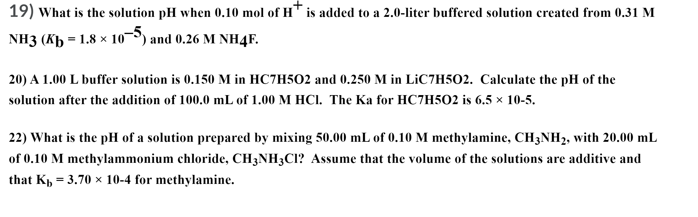 Solved 19) What is the solution pH when 0.10 mol of + is | Chegg.com