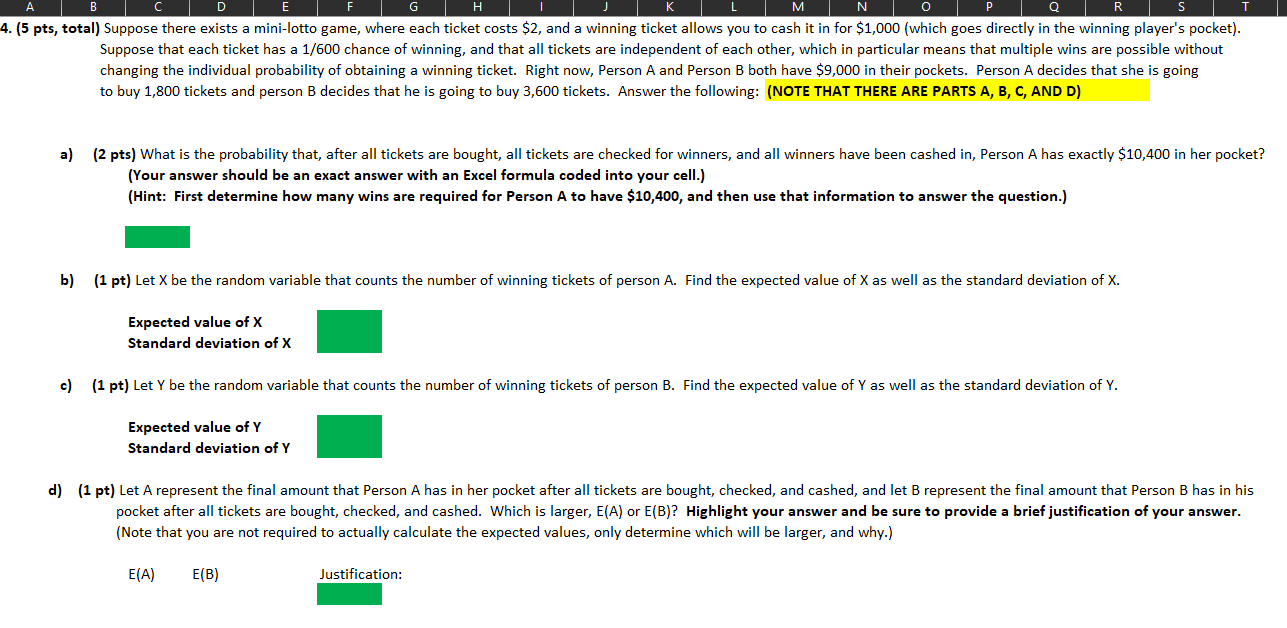 5 pts, total) Suppose there exists a mini-lotto game, | Chegg.com