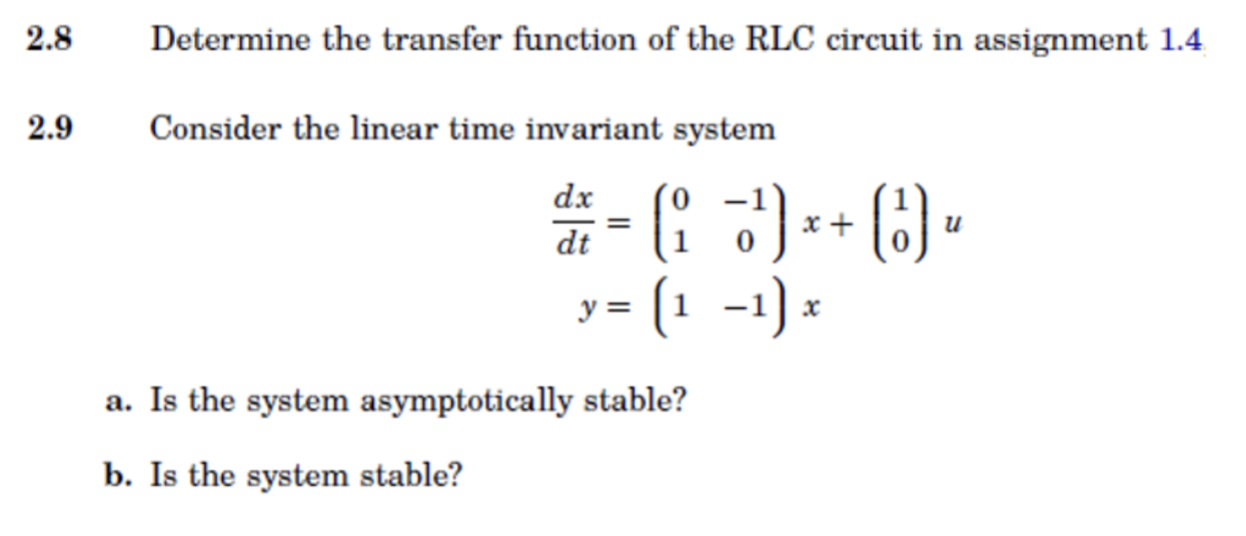 Solved 2.8 Determine the transfer function of the RLC | Chegg.com