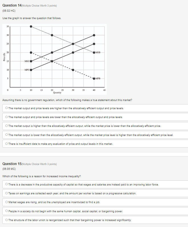 Solved Question 12 Multiple Choice Worth 3 Points) (08.05 | Chegg.com