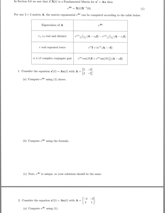 Solved In Section 9.8 We Saw That If X(t) Is A Fundamental 