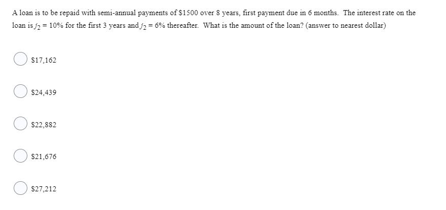 Solved: Example 2 A loan of 6 semi-annual payments of #4,500 are to be made  to pay for a loan at 5 [algebra]