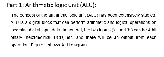 Part 1: Arithmetic logic unit (ALU): The concept of | Chegg.com