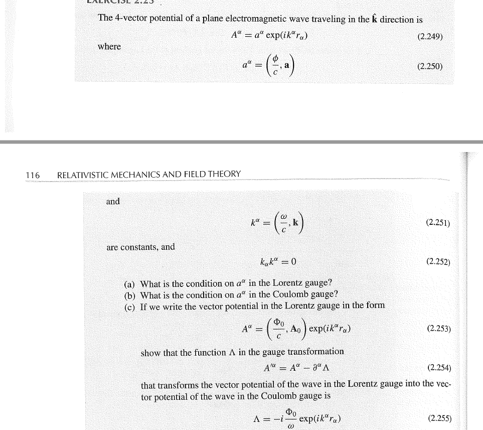 Solved The 4-vector Potential Of A Plane Electromagnetic | Chegg.com