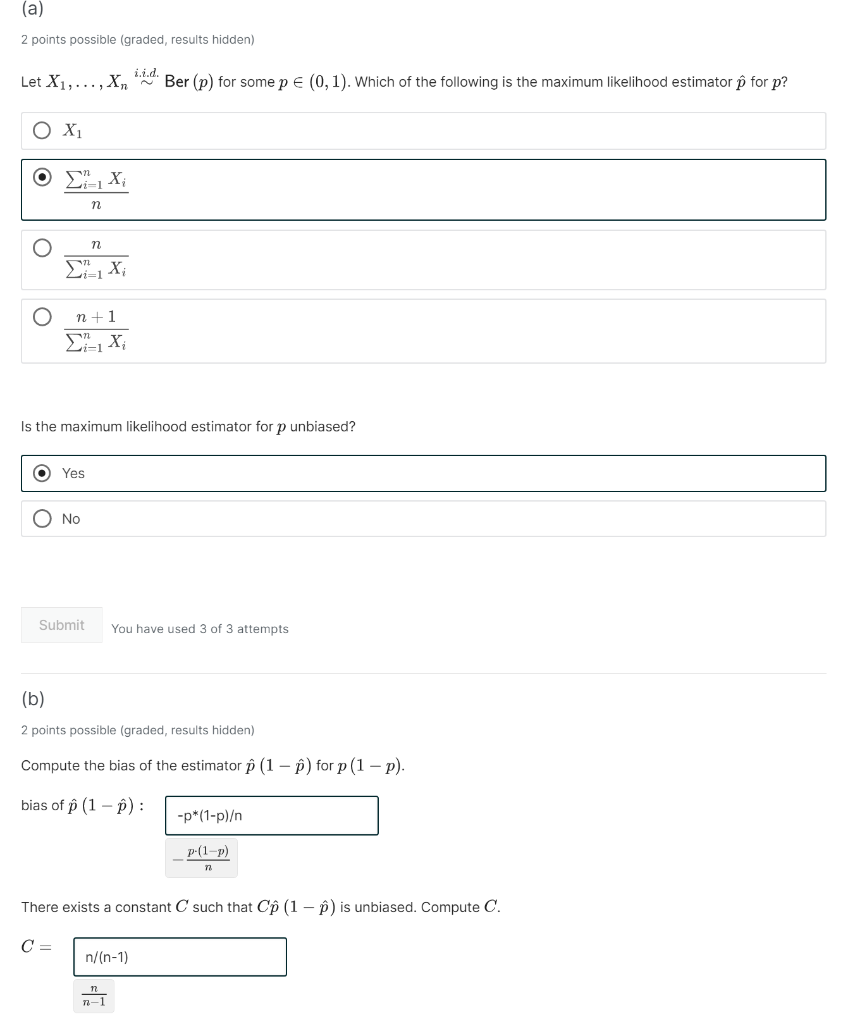 Solved (a) 2 Points Possible (graded, Results Hidden) Let | Chegg.com