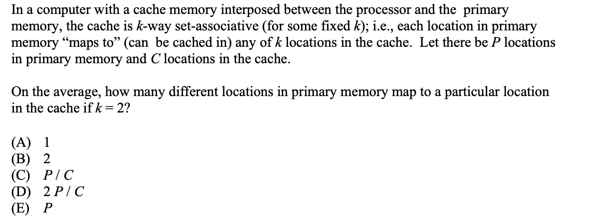 Solved In a computer with a cache memory interposed between | Chegg.com