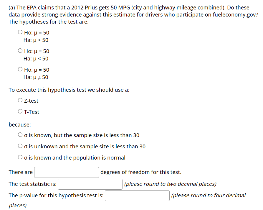 Solved 5.8 Fuel Efficiency Of Prius: Fueleconomy.gov, The 