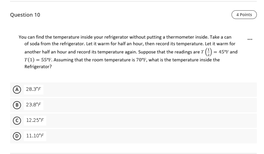 Solved Question 10 4 Points You can find the temperature | Chegg.com