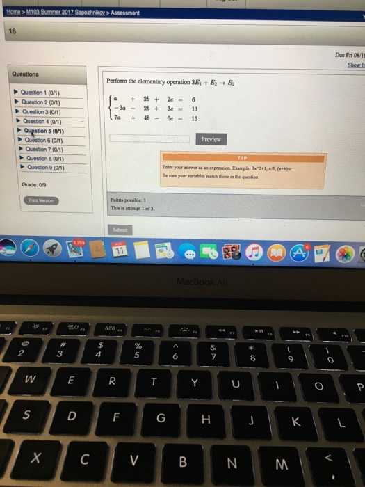 Solved Perform the elementary operation 3E_1 + E_2 | Chegg.com
