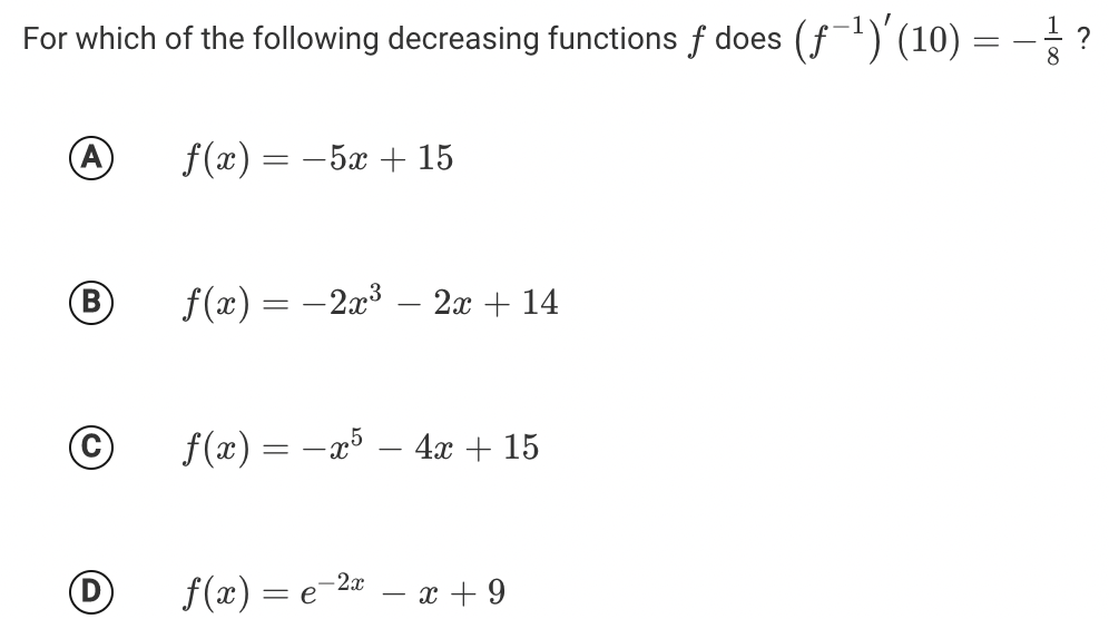 Solved For which of the following decreasing functions f | Chegg.com
