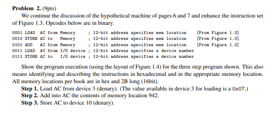Problem 2. 9pts) We continue the discussion of the hypothetical machine of pages 6 and 7 and enhance the instruction set of F