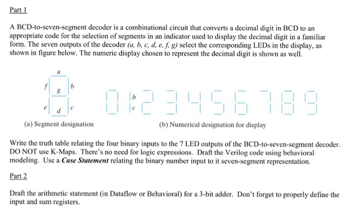 Solved A Bcd To Seven Segment Decoder Is A Combinational 0616